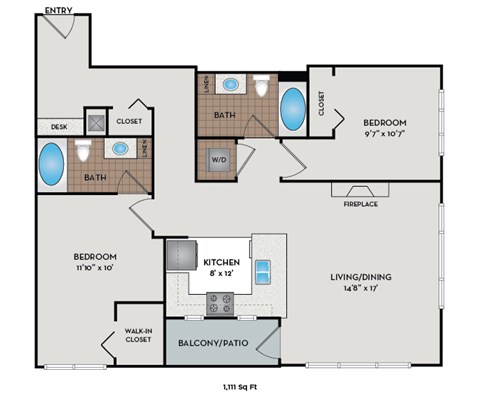 Metro 112 Apartments - Bellevue, WA - Summit-I floor plan 1111 Sq Ft