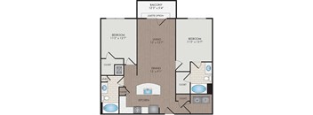Marshall Park Apartments & Townhomes - Raleigh, NC- Mitchell floor plan 1112 Sq Ft