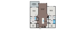 Lake Vue Apartments - Orlando, FL - 22F3 Floor Plan 1122 SF