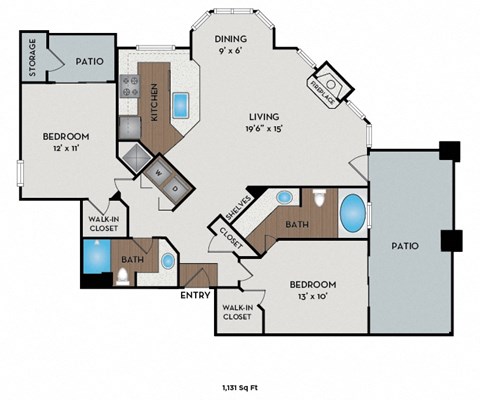 Boulder Creek - Sammamish, WA Apartments - Onyx Floor Plan 1131 SF