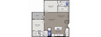 Stoneledge - Grapevine, TX - B2 Floor Plan 1134 SF
