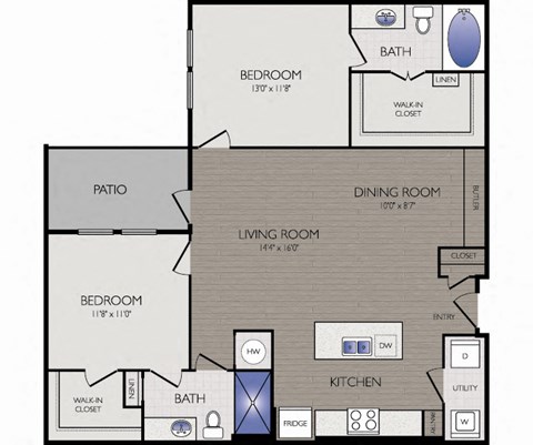 Stoneledge - Grapevine, TX - B2 Floor Plan 1134 SF