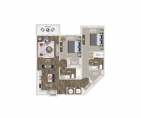 Briley apartments - downtown Matthews, NC - 22F3 Floor Plan 1137 SF