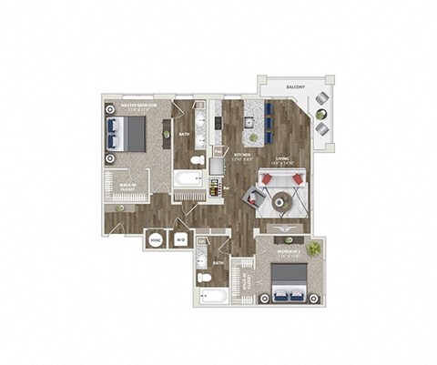 Briley apartments - downtown Matthews, NC - 22F4A Floor Plan 1138 SF