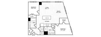 Velo Forest Hills Apartments - B3 Floor Plan 1152 Sq Ft - Boston, MA Apartments