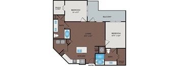 Larq Henderson Apartments | Dallas, TX | 22F2A Floor Plan 1163 SF