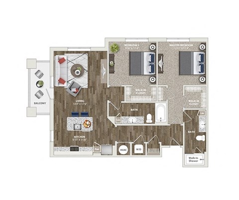 Briley apartments - downtown Matthews, NC - 22F5 Floor Plan 1200 SF