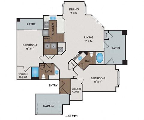 Boulder Creek - Sammamish, WA Apartments - Cobblestone Floor Plan 1203 SF