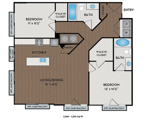 The Reserve at Tysons Corner - Raleigh, NC- Lagerfeld floor plan 1209 Sq Ft