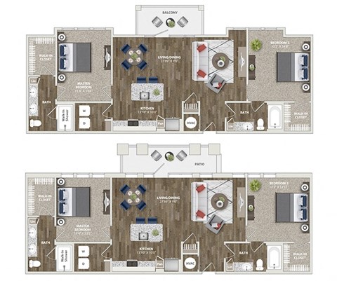 Briley apartments - downtown Matthews, NC - 22F6 Floor Plan 1220 SF