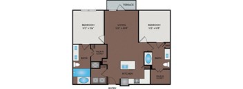 Larq Henderson Apartments | Dallas, TX | 22F3A Floor Plan 1229 SF