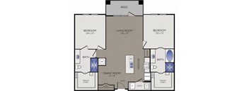 Stoneledge - Grapevine, TX - B3 Floor Plan 1229 SF