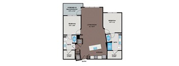 Lake Vue Apartments - Orlando, FL - 22F4 Floor Plan 1246 SF