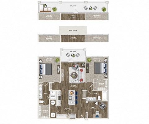 Briley apartments - downtown Matthews, NC - 22F8 Floor Plan 1261 to 1300 SF