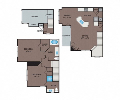NoA on McNeil Apartments - Round Rock Austin, TX - 22T3 Floor Plan 1267 SF