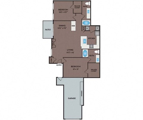 NoA on McNeil Apartments - Round Rock Austin, TX - 22F1 Floor Plan 1271 SF