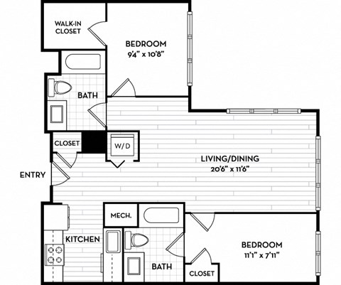 Malden Square Apartments | Malden, MA | 835 Sq Ft Floor Plan