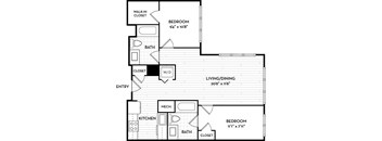 Malden Square Apartments | Malden, MA | 835 Sq Ft Floor Plan