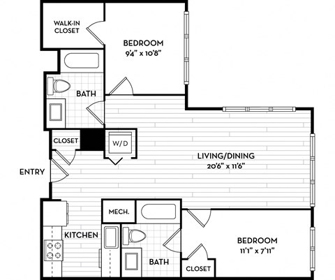 Malden Square Apartments | Malden, MA | 835 Sq Ft Floor Plan