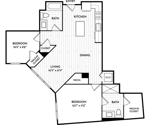 Malden Square Apartments | Malden, MA | 895 Sq Ft Floor Plan