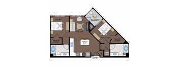 Joule La Floresta - Brea, CA - 22F1 Floor Plan 976 SF