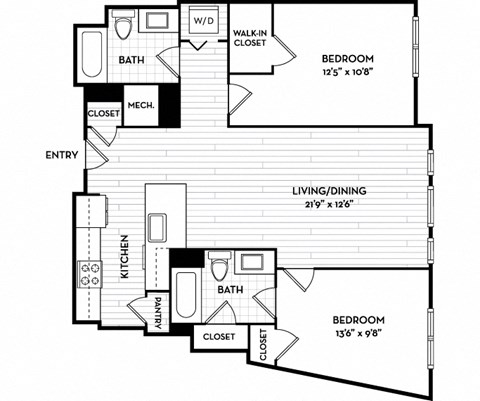 Malden Square Apartments | Malden, MA | 977 Sq Ft Floor Plan