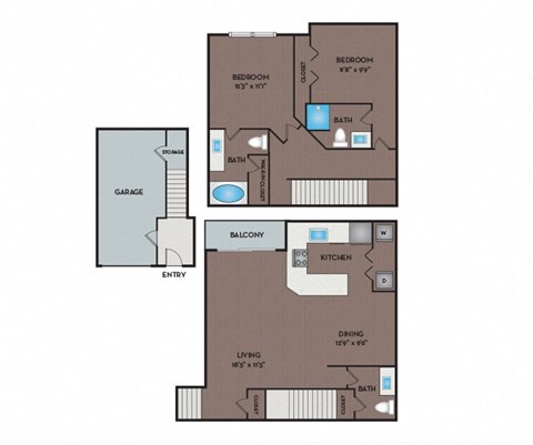NoA on McNeil Apartments - Round Rock Austin, TX - 22T2 Floor Plan 1154 SF