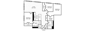 Velo Forest Hills Apartments - C1 Floor Plan 1302 Sq Ft - Boston, MA Apartments