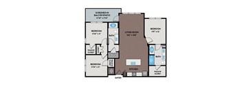 Lake Vue Apartments - Orlando, FL - 32F1A Floor Plan 1330 SF