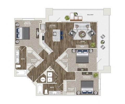 Briley apartments - downtown Matthews, NC - 32F1A Floor Plan 1476 SF