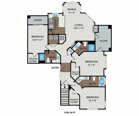 Boulder Creek - Sammamish, WA Apartments - Ruby Floor Plan 1536 SF