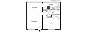 a floor plan of a living room with a kitchen and a dining area