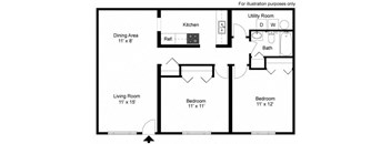 a floor plan of a house with a bedroom and a living room