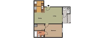 a floor plan of a house with a bedroom and a living room