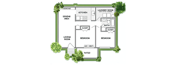 a floor plan of a house with bedrooms and a living room