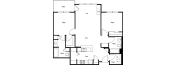 a floor plan of a 1 bedroom apartment