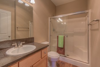 this is a photo of the bathroom in a 1 bedroom apartment at deer hill apartments in c - Photo Gallery 7