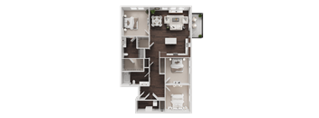 A detailed floor plan of a house with multiple rooms and furniture layout.