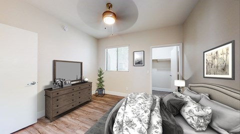 queen bedroom staged