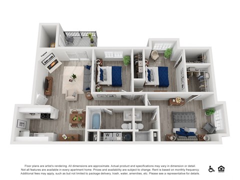 a floor plan of a 3 bedroom apartment