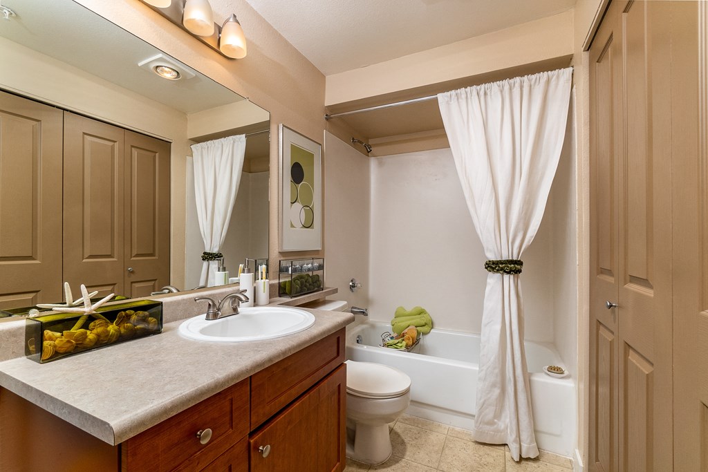 a bathroom with a sink toilet and bathtub