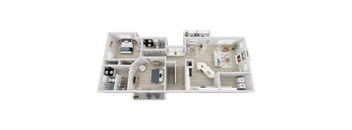A detailed floor plan of a two-story residential apartment.