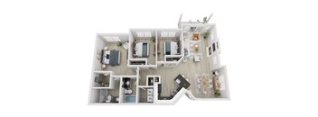 A top-down view of a house layout with labeled rooms.