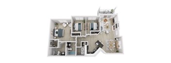 A top-down view of a house layout with labeled rooms.