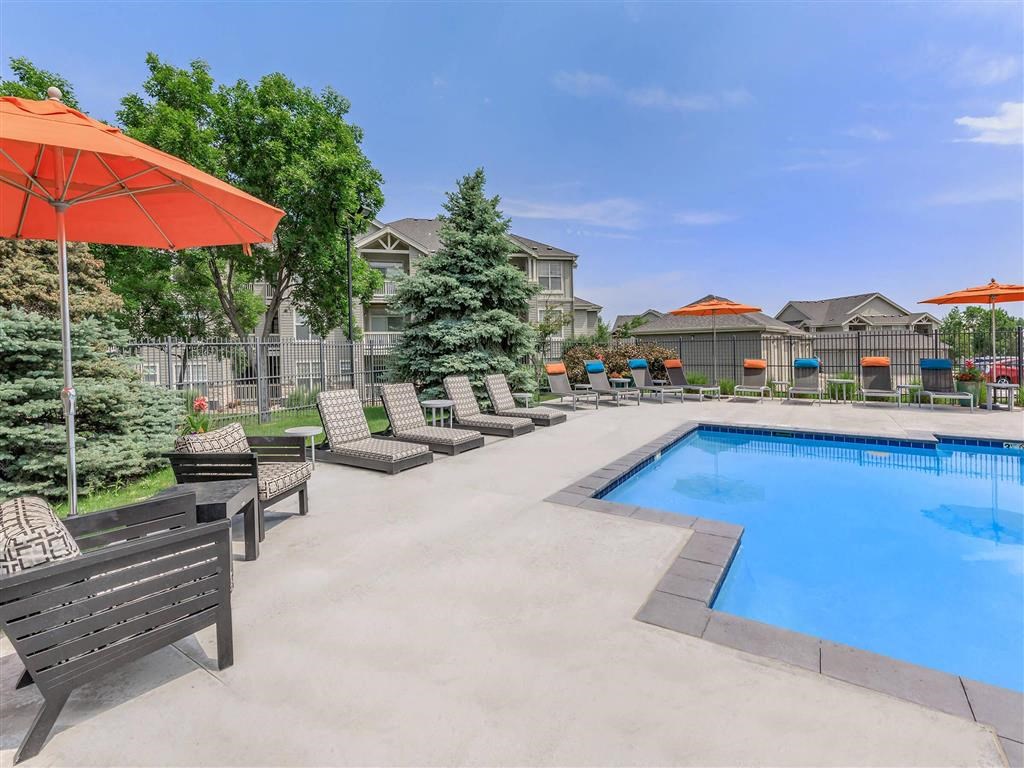 the swimming pool at the apartments for rent