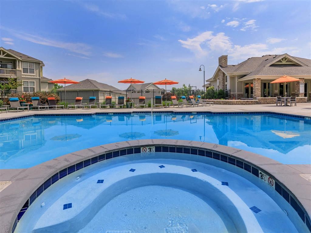 the swimming pool at the apartments for rent