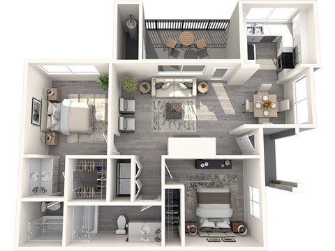 Mosaic Apartments Cobalt 3D Floor Plan