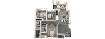 Mosaic Apartments Coral 3D Floor Plan