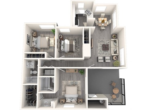 Mosaic Apartments Coral 3D Floor Plan