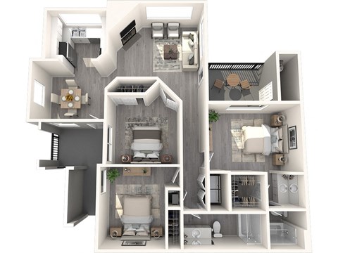 Mosaic Apartments Crimson 3D Floor Plan
